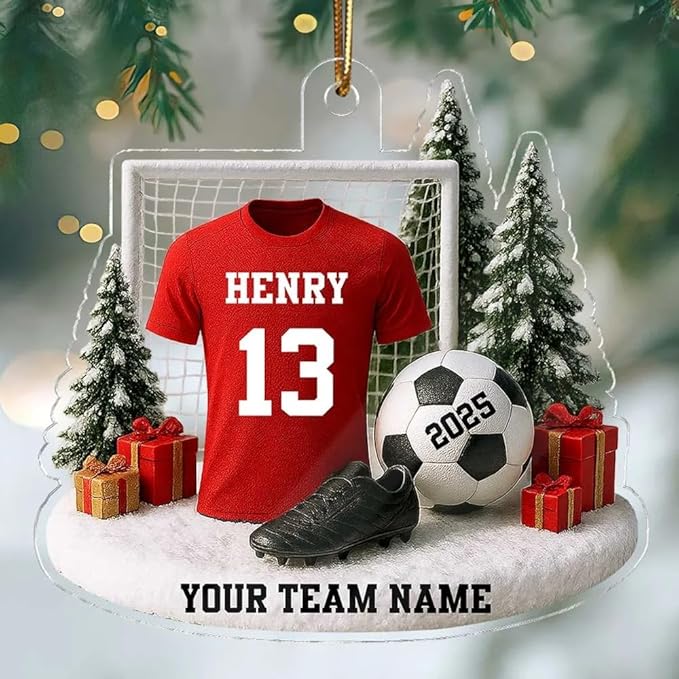 Personalized Soccer Christmas Acrylic Ornament, Soccer Ornament, Soccers Ornaments Christmas Tree Hanging Ornaments Tree Decorations, Soccers Player Uniform /1