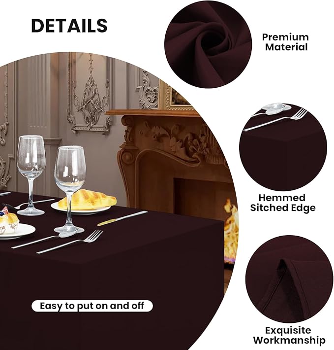 Ascoza 2 Pack Fitted Tablecloth for 6 Foot Rectangle 72 x 30 Inch Eggplant Table Covers Water Resistant Polyester Cloth for Folding, Parties,Display, Trade Show (Eggplant)