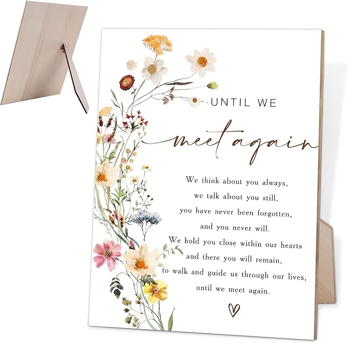 Flower Wedding Memorial Sign, Wedding Table Signs for Reception and Event Party, Bridal Shower Party Decor, Table Centerpieces for Party, Memorial Plaque, 6X8 Inch Wooden Signs with Stand, 25