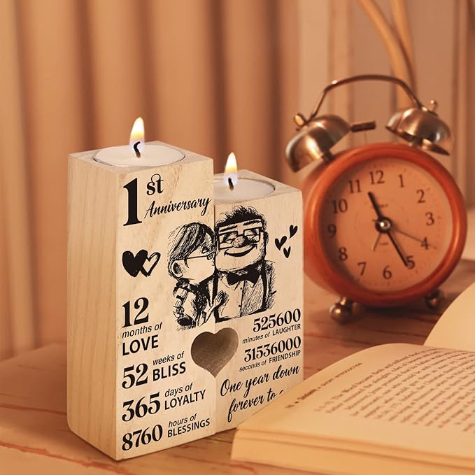 1st Anniversary Wedding Gifts for Wife Girlfriend, Couples Gift Candlestick,1st 1 Year Wedding Anniversary Romantic Gifts for Wife Husband, Presents for Girlfriend Boyfriend,One Year for Her Him