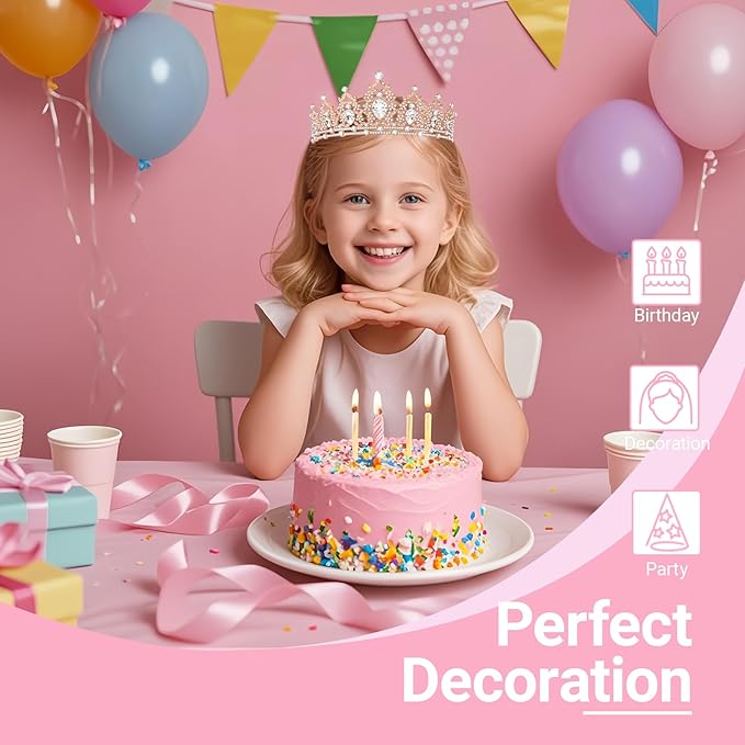 Tiara Crown for Women, Headband Hair Accessories for Birthday Wedding Party Costume (C-Rose)