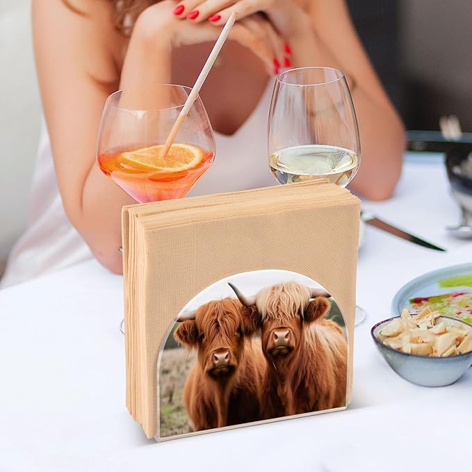 Napkin Holder, Highland Cows Napkin Holder for Table Standing Napkin Holders for Table, Kitchen & Dining Room Decor