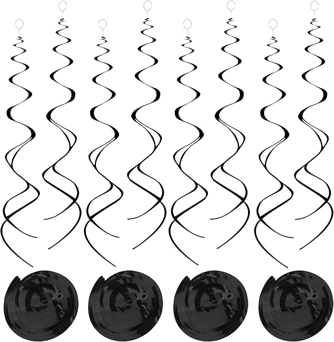 30 Pcs Black Hanging Swirls Party Decorations 30 pcs Party Streamers Decorations for Ceiling