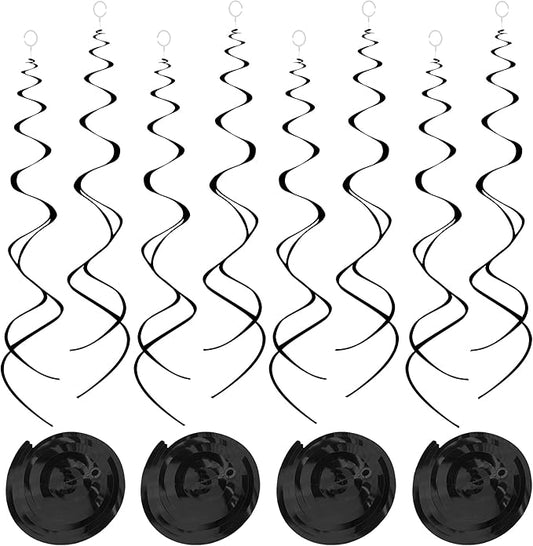 30 Pcs Black Hanging Swirls Party Decorations 30 pcs Party Streamers Decorations for Ceiling