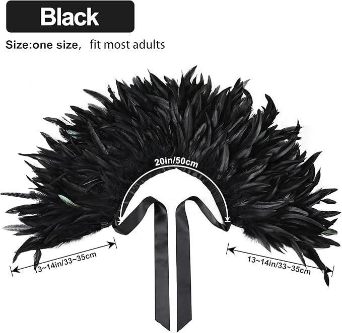 Gothic Natural Feather Shrug Feather Shawl Wrap Cape Victorian Collar for Halloween Cosplay Party Costume Accessories
