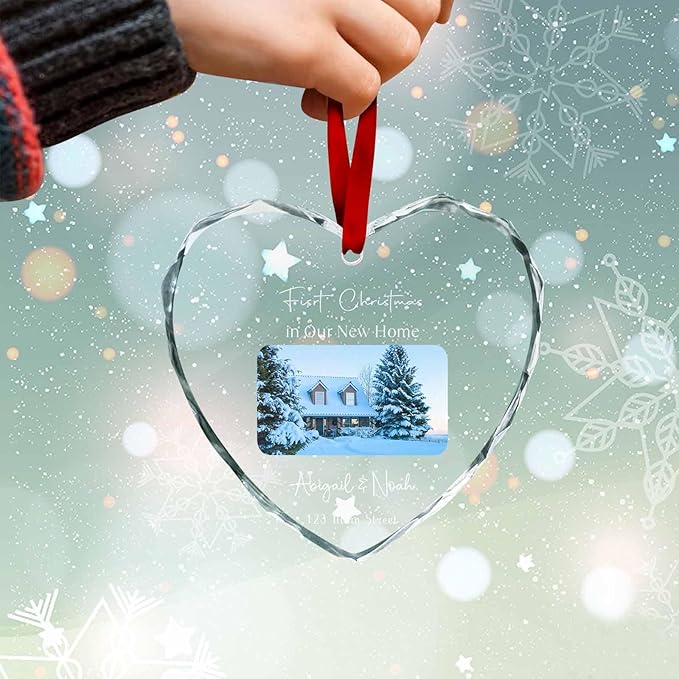 Personalized Crystal Glass Heart Ornaments Custom First Christmas Name Ornament for Christmas Tree Decor Customized 2025 Xmas Tree Hanging Gifts for New Home