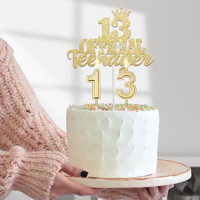 13th Birthday Decorations for Girls with 13th Birthday Crown, Official Teenager Sash, Candles and Cake Topper, Number Balloons, Teen Girl Gifts for 13 Year Old Girls