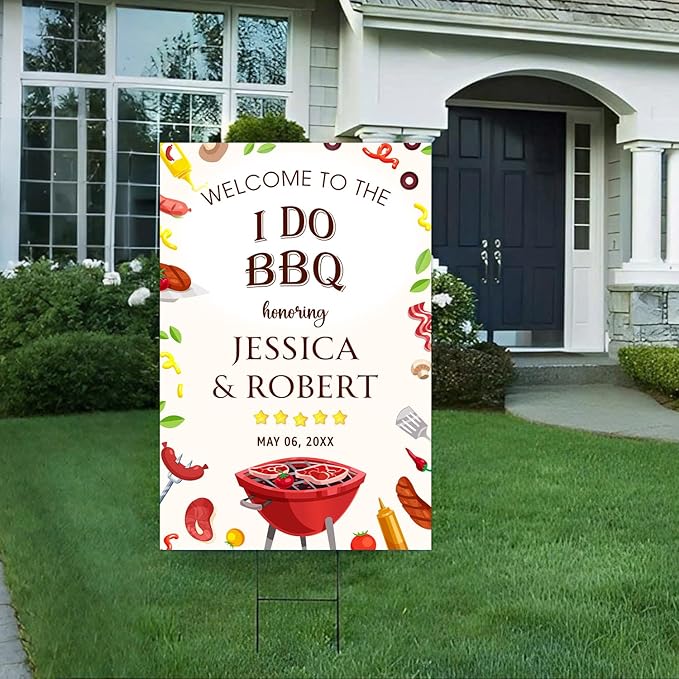 Personalized I Do BBQ Welcome Sign, Welcome Sign For BBQ Rehearsal Dinner, BBQ Engagement Party Sign, Couples Shower BBQ Sign, I Do Barbeque Sign, BBQ Signs For Outside, I Do BBQ Decorations