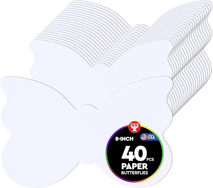 Hygloss Butterfly Shape Paper Cut-Outs for Arts & Crafts-Many Creative Uses-Classroom Activities-8 x 5 Inches, White 40 Piece