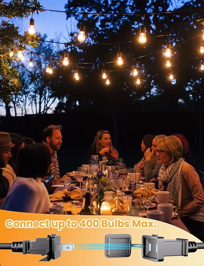 Svater Outdoor String Lights Led 105FT, Commercial Grade Patio Light with 1W Dimmable S14 Shatterproof Bulbs, ETL Listed Heavy-Duty Outside Waterproof Cafe Bistro Market Lighting Warm White