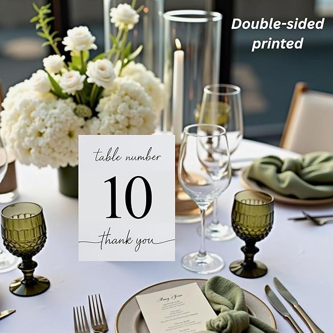 Wedding Table Numbers 1-10, Double-Sided Printed on Premium Cardstock – Elegant Event Table Signs for Receptions, Parties, Banquets & Restaurants