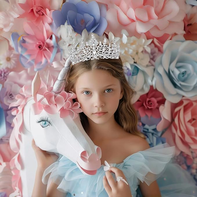 Schmoopy Tiara Crown for Women, Hair Accessories for Party Wedding (B-Silver)