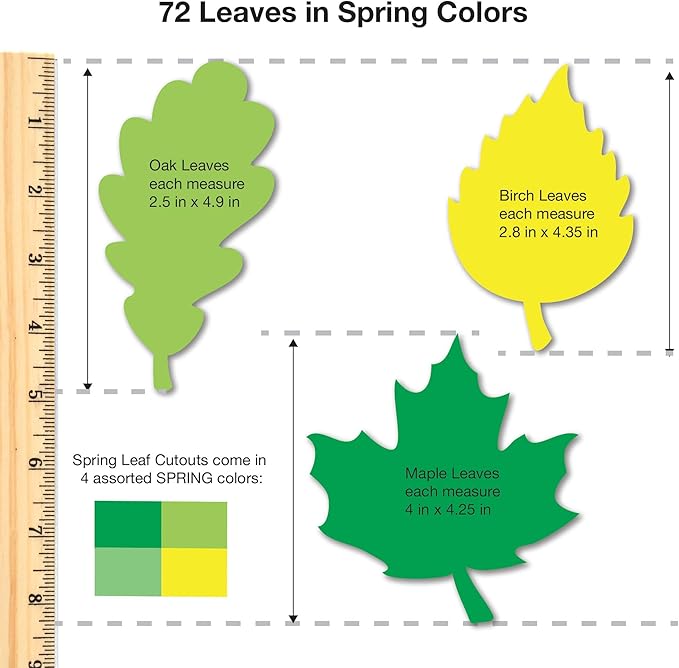 240 Pieces Spring Leaves, Butterflies, Flowers Punch Out Paper Cutouts in Assorted Spring Colors, 2-Sided US Made Card Stock for Spring Crafts, Bulletin Boards, Posters, and Spring Dance Parties