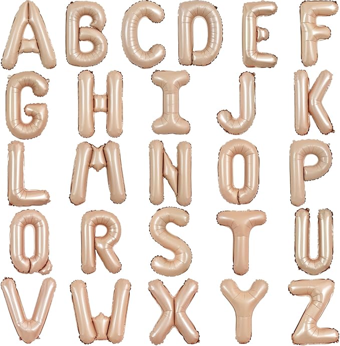 TONIFUL 52 Pieces 16 Inch Light Brown Letter A-Z Balloons,Custom Phrase Mylar Foil Alphabet Letter DIY Personalized Phrase Banner for Birthday Anniversary Celebration Graduation Party Supplies Decor