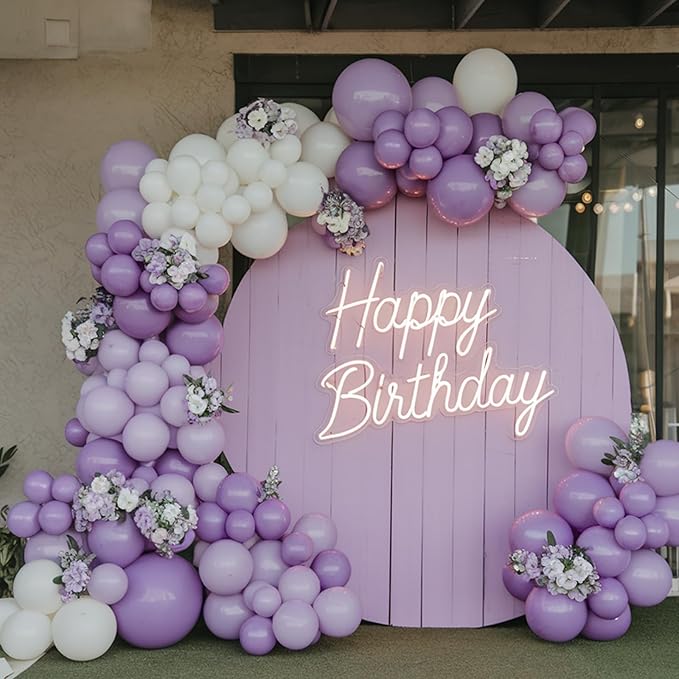 Purple Balloons, 50pcs Metallic Purple Balloons, Pearl Light Purple Retro Balloon, Purple Confetti Balloon for Girl Woman Birthday Party Baby Shower Gender Reveal Wedding Bridal Shower Decoration