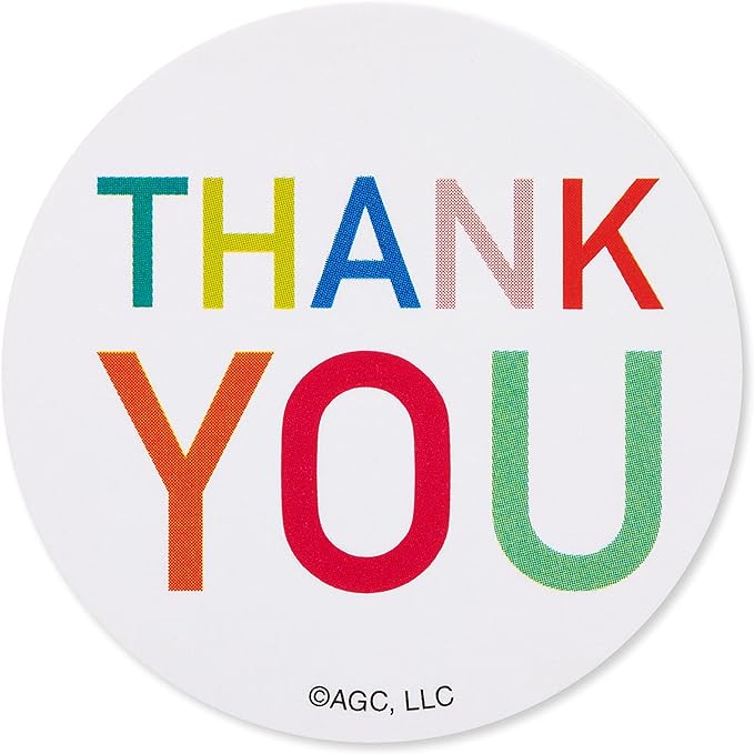 American Greetings Thank You Stickers or Seals, Multi-Colored Text (500-Count)