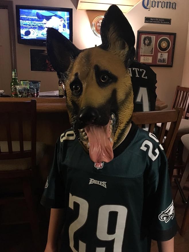 Dog Head Mask Halloween Party Dog Costume Masks Mask Underdog Costume Latex Animal Head Mask (German shepherd)
