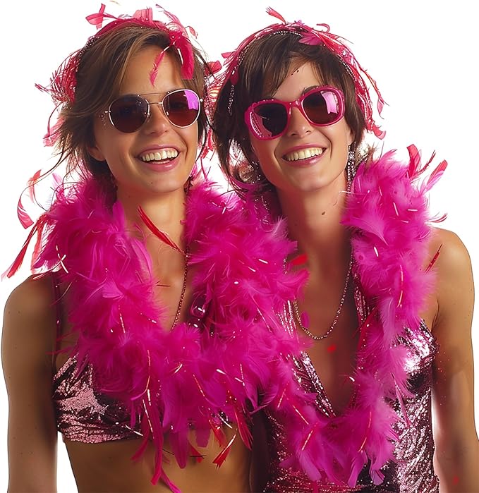 Feather Boa with Heart Rimless Sunglasses,4 ft Feather Boa for Bachelor Party Halloween Christmas Costume Accessory
