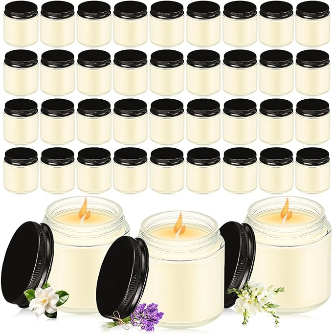 MTLEE 36 Pcs Mini Mason Jar Candles Favors Bulk 4 oz Small Scented Jar Candles with Lids for Birthday Wedding Party Gift(Freesia, Gardenia, Lavender)