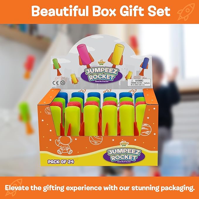 IPIDIPI TOYS Jumpeez Jumping Rocket Poppers – 24-Pack Spring Launcher Toys for Kids – Ideal Stocking Stuffers for Kids, Birthday Party Favors, Goodie Bag School Prizes for Boys & Girls