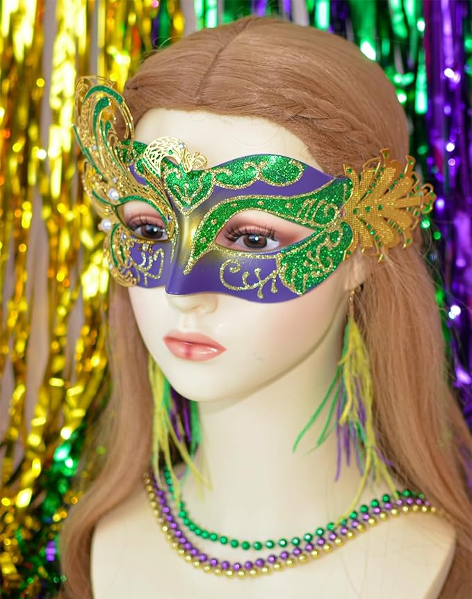 2025 New Mardi Gras Mask for Women-Swan Masquerade Venetian Mask - Carnival Mask for Women Butterfly, Costume Party