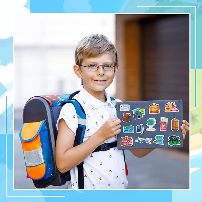 24 Sheets Travel Stickers for Kids, 470Pcs Outdoor Stickers Summer Crafts Sticker Sheets for Reward Water Bottles Scrapbooking Gifts Bags Cards Decor Party Favors Supplies
