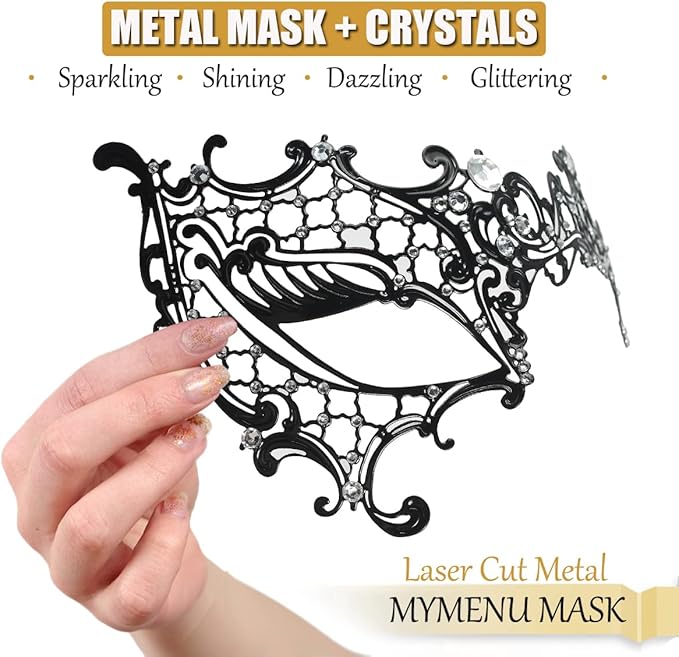 Couple Masquerade Mask for Women Men Laser Cut Metal Mask Venetian Mask for Party Ball