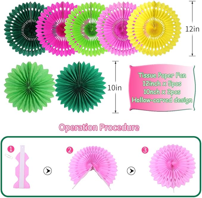 Hawaiian Party Decorations, Tropical Birthday Party Supplies Flamingo and Palm Leaves Banner Tissue Paper Fan Pineapple Honeycomb Ball for Summer Luau Bachelorette Party