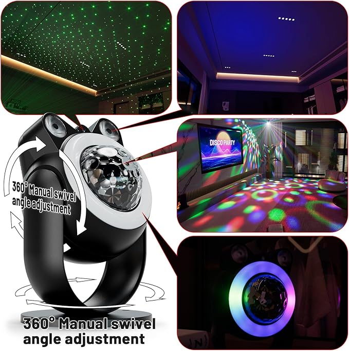 Party Lights DJ Disco Light Disco Ball Lights with Star Projector Sound Activated Strobe for Parties, Bar, Birthday, Wedding, DJ, Pub, Holiday, Event Live Show, Christmas, Living Room, Decorations