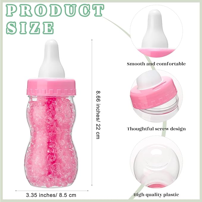 Roowest 512 Pcs Baby Shower Games Guess How Many Pacifiers Sign 100 Small Guessing Games 10 HB Pencils 750ml Milk Bottle 400 Acrylic Pacifiers Decoration for Guest Gender Reveal(Pink,Animal)