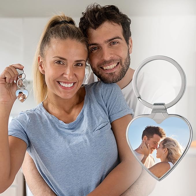 Personalized Custom Keychain with Picture - Turnable Double Sided Colorful Photo Key chains Memorial Gifts for Family Lover