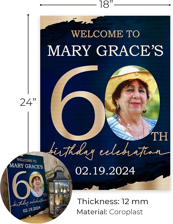 18"x24" Custom Welcome Sign for Party, Personalized Welcome Sign for Birthday Party, Custom Sign in Acrylic, Foam Board, or Coroplast Welcome Signs B (Design J)