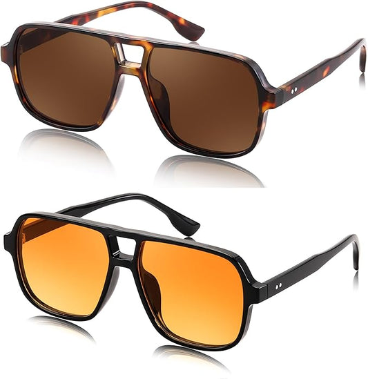 FEISEDY Retro Square Aviator Sunglasses Women Men 70s Vintage Trendy Plastic Frame Sun Glasses B4158