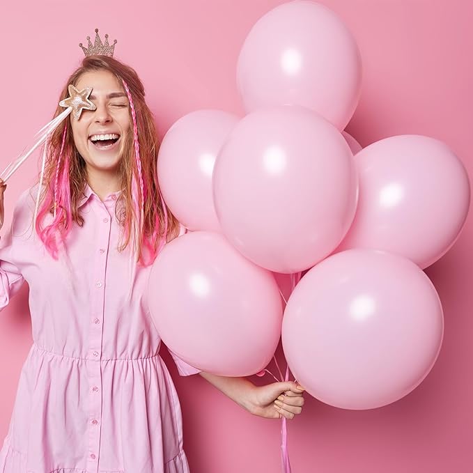 Pastel Pink Balloons 145 pcs Light Pink Brthday Decorations Different Sizes of 18 12 10 5 Inch Baby Pink Balloons for Gender Reveal Balloons Garland Balloon Arch as Birthday Party Decorations