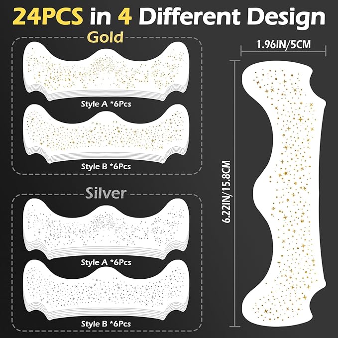 24PCS Glod and Sliver Glitter Freckles Face Tattoo, Gold Freckles Temporary Face Tattoos, Body Face Glitter for Women Girls, Waterproof Long-Lasting Party, Festival, Concert Makeup Accessories