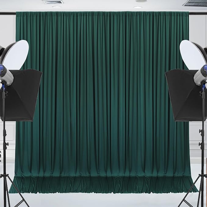 20x10ft Wrinkle Free Hunter Green Backdrop Curtain for Parties Soft Fabric Drapes Wedding Dark Green Curtain Backdrop for Birthday Party Decorations Background for Photography 5x10ft,4 Panels