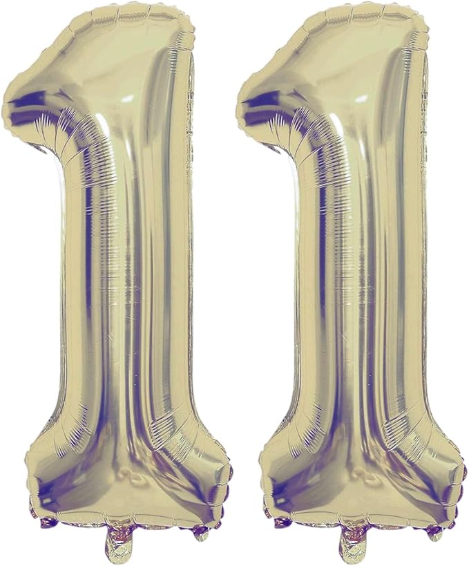 Champagne Gold 11 Number Balloons, 40 Inch Giant Number 11 Balloons Foil Mylar Helium Light Gold Number Balloons for 11th Birthday Party Supplies Anniversary Event Celebration Decorations