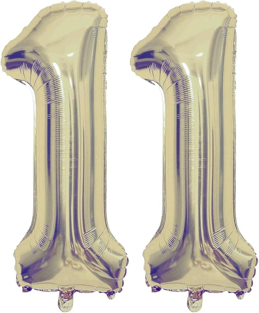 Champagne Gold 11 Number Balloons, 40 Inch Giant Number 11 Balloons Foil Mylar Helium Light Gold Number Balloons for 11th Birthday Party Supplies Anniversary Event Celebration Decorations