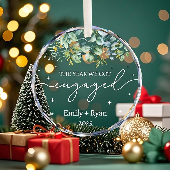 Engagement Gifts for Couples - Personalized Christmas Ornaments Engagement Gift for Newly Engaged Couples, Women, Fiance, Her - Bride to Be Gifts, Just Engaged Acrylic Ornament 2025 Party Decorations
