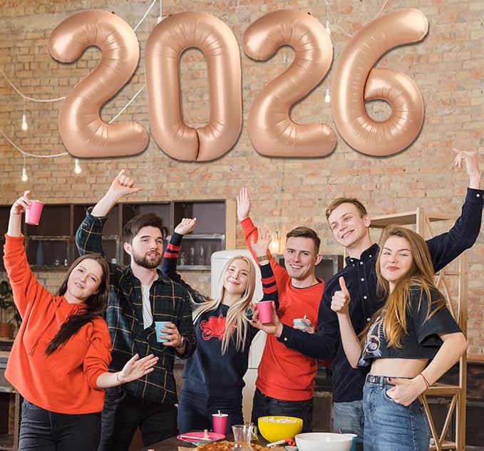 2026 Balloon - Light Brown Birthday Number Balloons, 40 Inch Large Foil Balloons for Men Women Boys Girls Light Brown Themed Birthday Decorations，Number 2026 Balloon