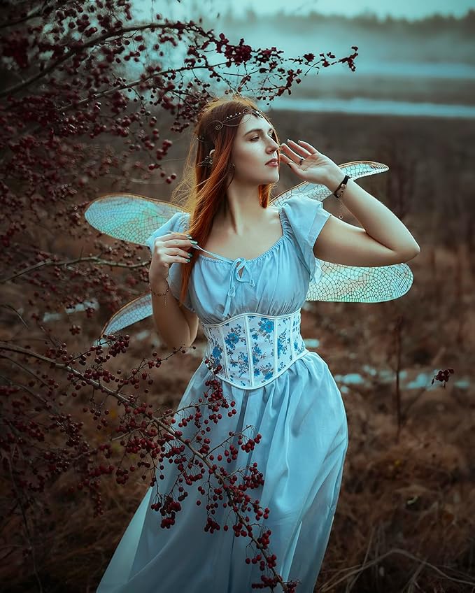 Renaissance Fairy Tale Costume Set - Elf Ear Cuff Earrings Decorative Medieval Fairy Winding Tiara Crown for Cosplay