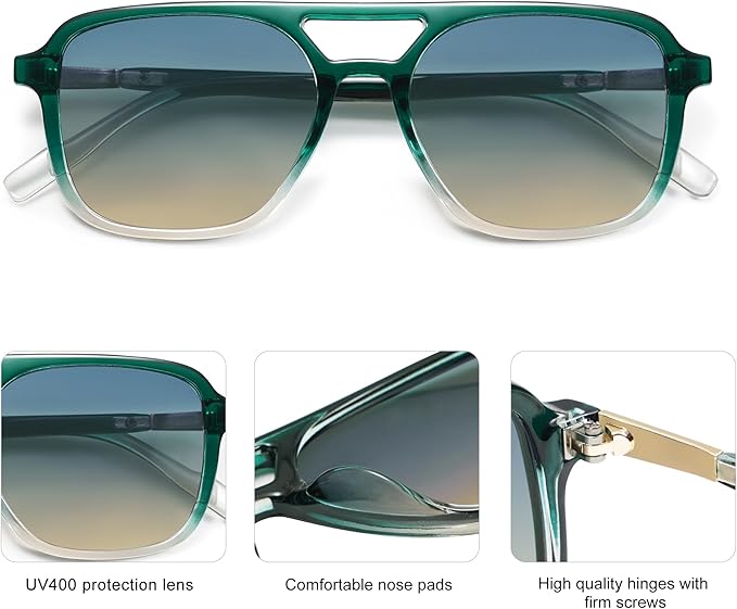 SOJOS Retro Aviator Sunglasses for Women Men,Trendy Rectangle Womens Mens Shades Sun Glasses SJ2202