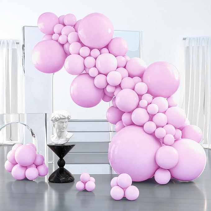 PartyWoo Pink Balloons 100 pcs Different Sizes of 36 18 12 10 5 Inch Lilac Pastel Pink Purple Latex Helium Balloon Arch Kit Garland for Baby Shower Butterfly Birthday Party Decorations Pink-Q04