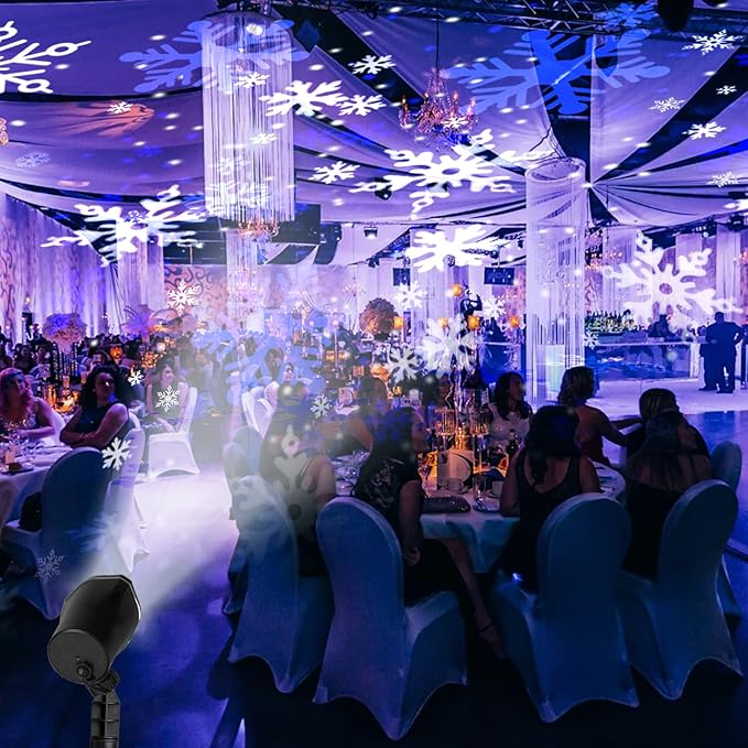 EAMBRITE Christmas Projector Lights LED White Blue Rotating Snowflake Projector Light for Birthday Wedding Theme Party Garden Home Winter Outdoor Indoor Decor