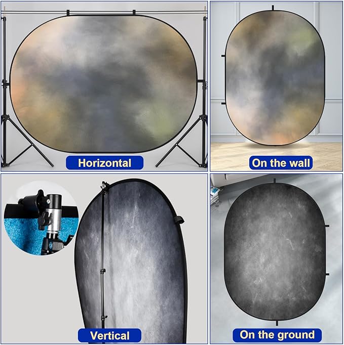 Kate Collapsible Backdrop Pop Up Backdrops Grey Foldable Background for Portrait Photography, Video, 5x6.5ft