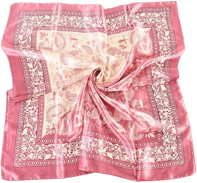 4Pcs Silk Head Scarves for Women Satin Hair Scarf 35”Large Square Bandana Silk Like Neck Scarf Shawl
