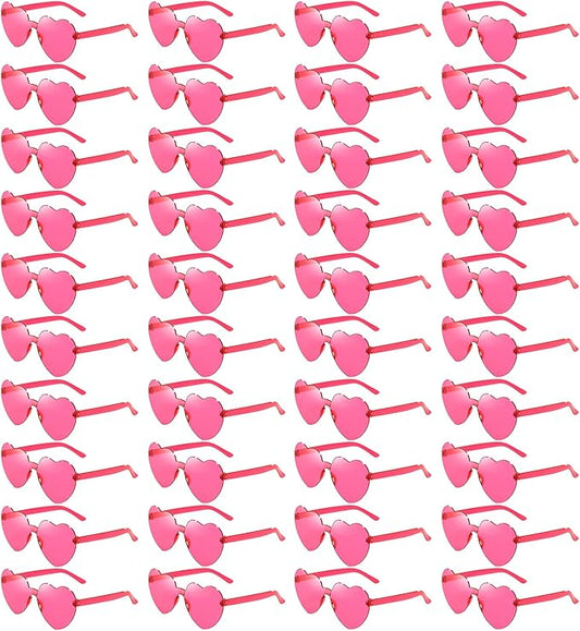 40 Pairs Heart Shaped Sunglasses Bulk, Colorful Rimless Fun Heart Sunglasses for Women Party Favors