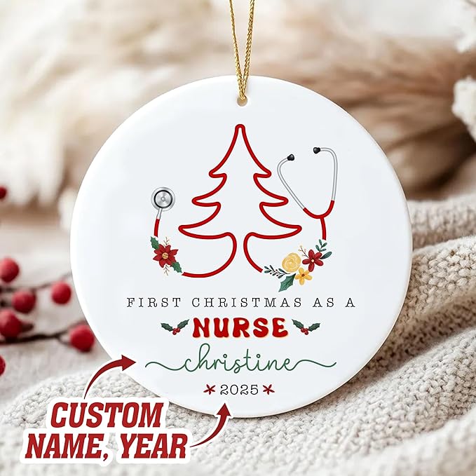 First Christmas As A Nurse Ornament, Nurse Gifts for Women, Christmas Ornaments 2025, Nursing School Graduation Gift, Grad Gifts for Him Her, Graduation Keepsake, Xmas Decorations 2025