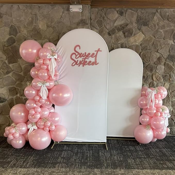 Pearl Pink Balloons Arch Double-Stuffed Baby Light Pink Balloons Garland Thick Balloons Different Sizes 18/12/10/5inch 61pcs Balloon for Wedding Valentines Day Birthday Decor