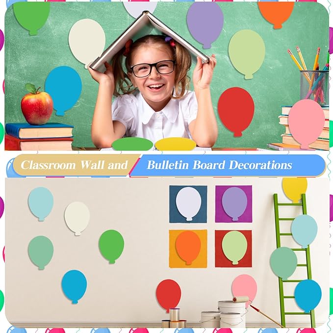 360 Pcs Balloons Paper Balloon Cutouts 3.9 Inch Assorted Colors Die-Cut Hot-Air Balloon Shapes for Classroom Bulletin Boards, DIY Crafts, Party & Office Decoration